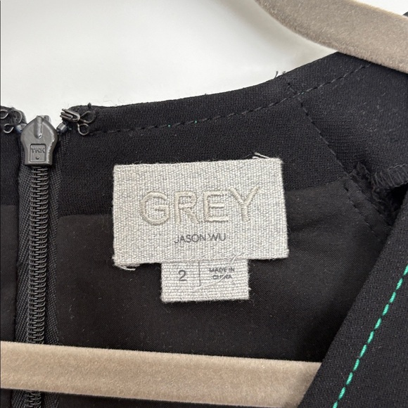 GREY JASON WU BLACK SHIFT CONTRAST STITCH DRESS - Picture 6 of 9